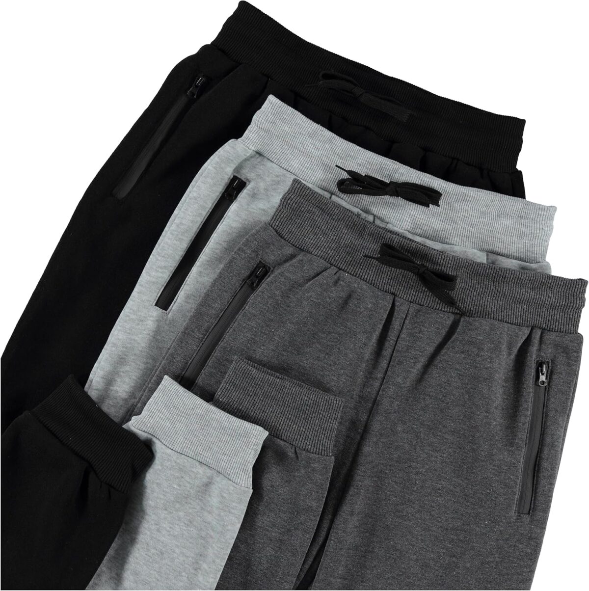 PURE CHAMP 3Pk Boys Sweatpants Fleece Athletic Workout Kids Clothes Boys Joggers with Zipper Pocket and Drawstring Size 4-20 - Image 3