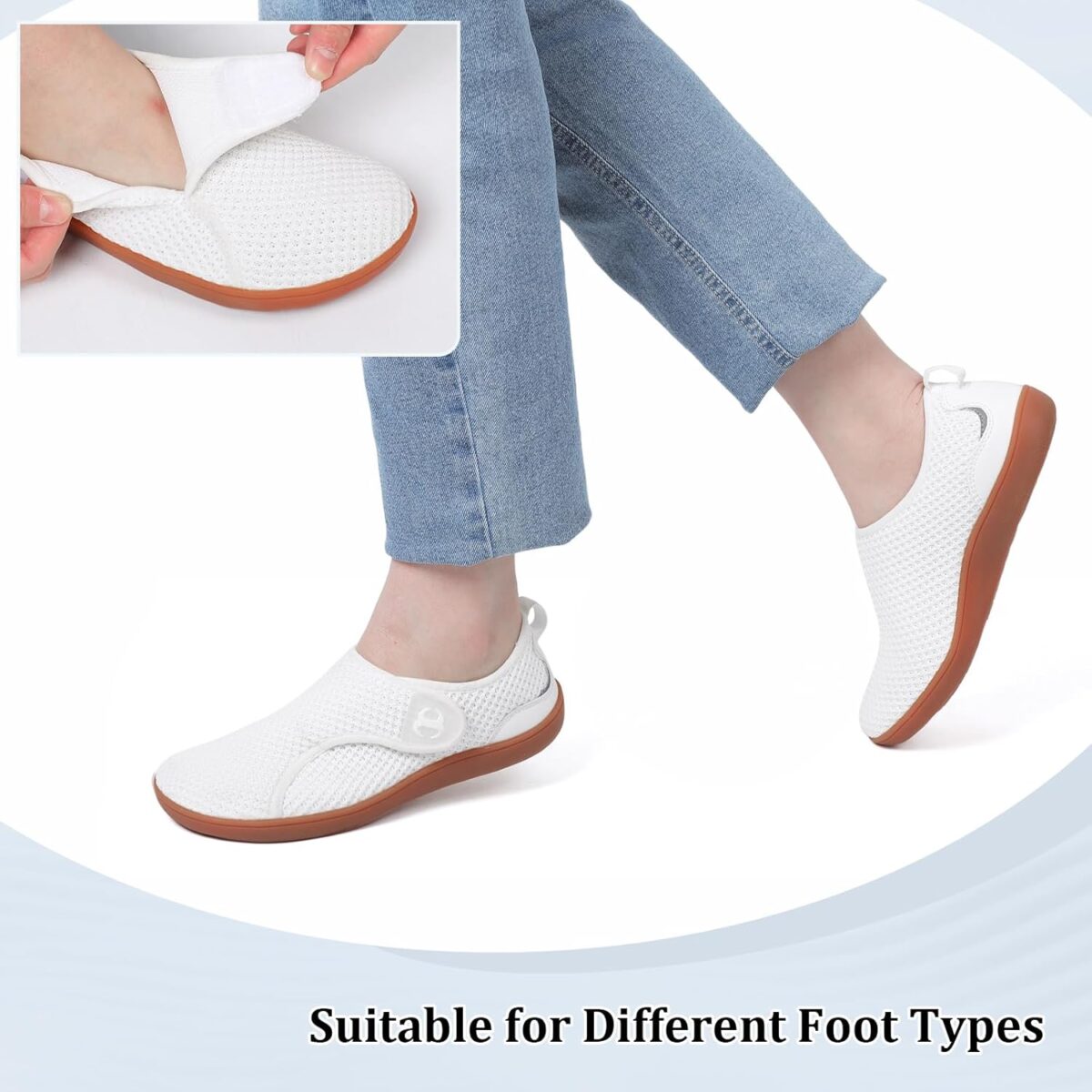 Womens Walking Shoes Comfortable Wide Diabetic Shoes Adjustable Zero Drop Edema Shoe Breathable Neuropathy Nursing Shoes Casual Wide Width Sneakers - Image 6