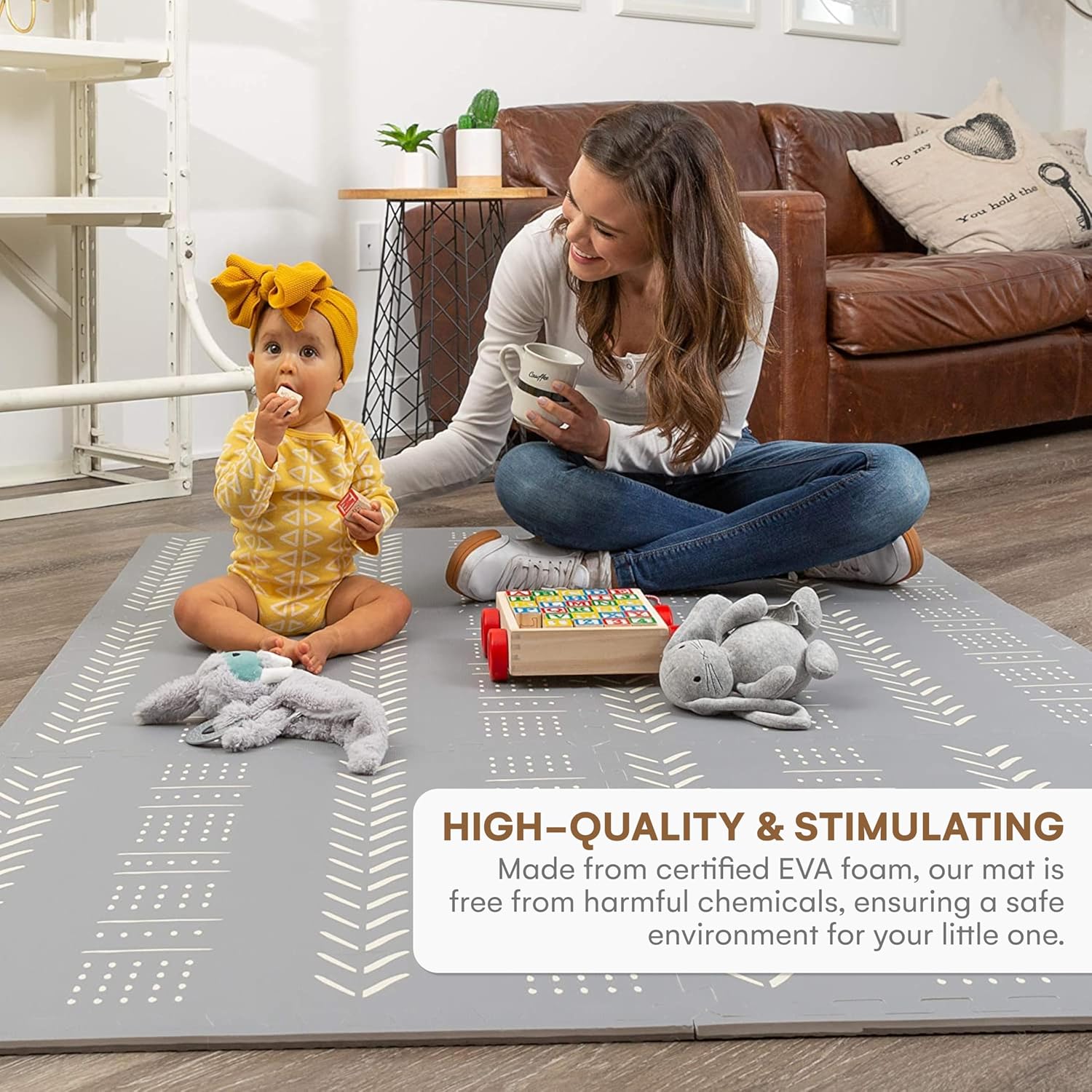 1760383841_Childlike-Behavior-Baby-Play-Mat-72x48-Inch-Tummy-Time-Mat-6-Piece-Interlocking-Foam-Floor-Tiles-for-Toddlers-Soft-Waterproof-for-Floor-Play-and-Crawling-Grey.jpg Childlike Behavior Baby Play Mat - 72x48-Inch Tummy Time Mat - 6-Piece Interlocking Foam Floor Tiles for Toddlers - Soft Waterproof for Floor Play and Crawling - Grey - Image 5