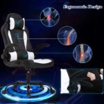 BestOffice PC Gaming Chair Ergonomic Office Chair Desk Chair with Lumbar Support Flip Up Arms Headrest PU Leather Executive High Back Computer Chair for Adults Women Men (White) - Image 5