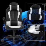 BestOffice PC Gaming Chair Ergonomic Office Chair Desk Chair with Lumbar Support Flip Up Arms Headrest PU Leather Executive High Back Computer Chair for Adults Women Men (White) - Image 6