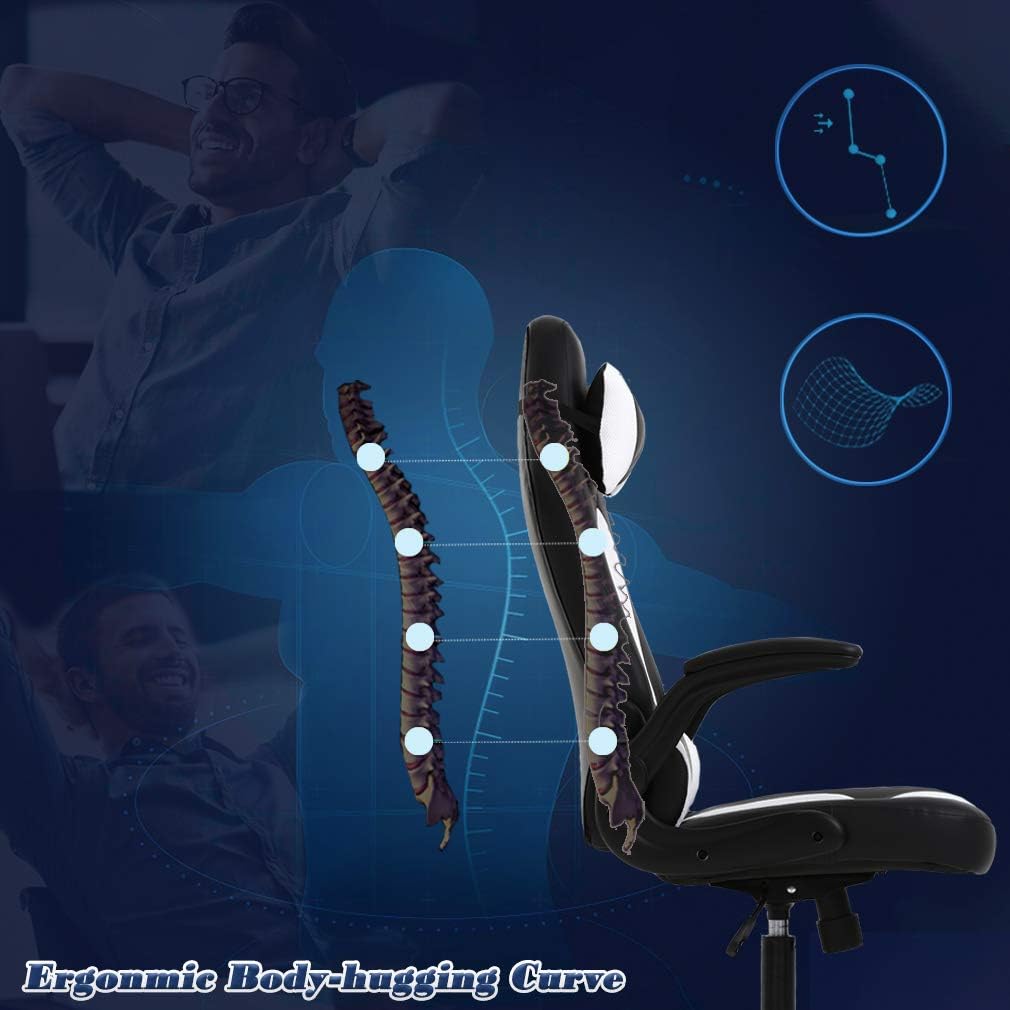1760388272_BestOffice-PC-Gaming-Chair-Ergonomic-Office-Chair-Desk-Chair-with-Lumbar-Support-Flip-Up-Arms-Headrest-PU-Leather-Executive-High-Back-Computer-Chair-for-Adults-Women-Men-White.jpg BestOffice PC Gaming Chair Ergonomic Office Chair Desk Chair with Lumbar Support Flip Up Arms Headrest PU Leather Executive High Back Computer Chair for Adults Women Men (White) - Image 8