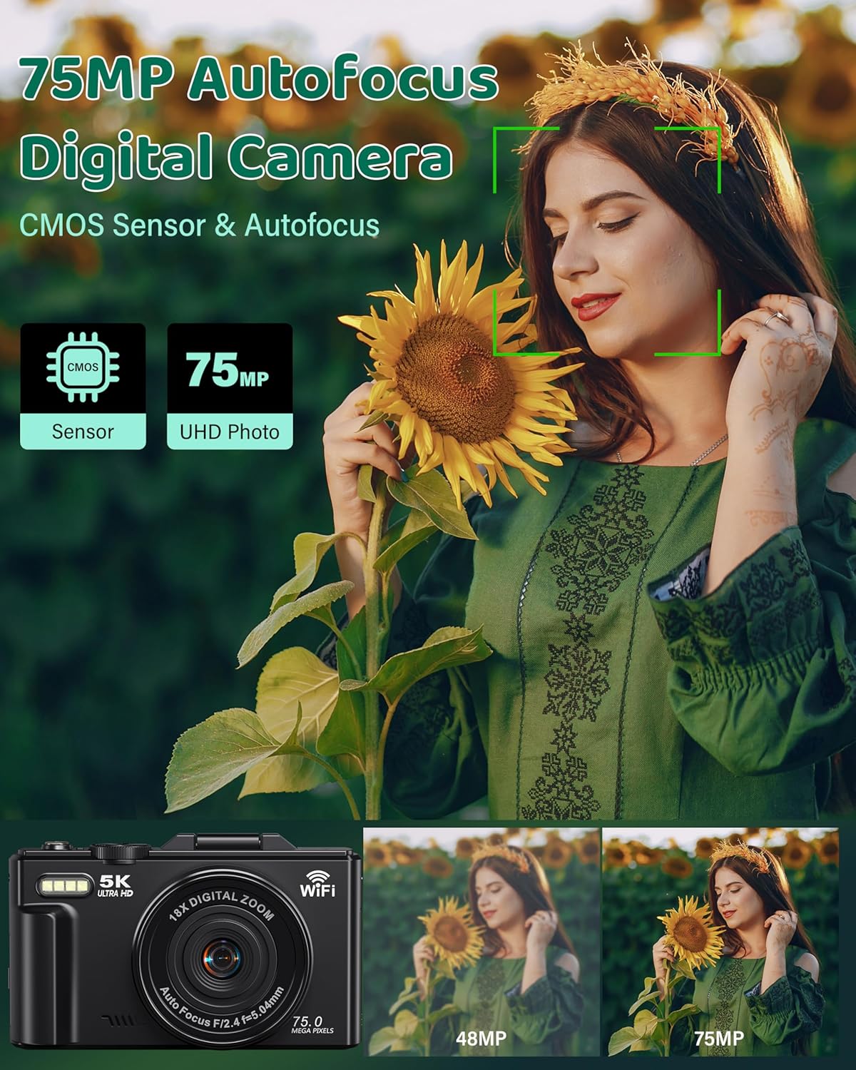 1760389693_5K-Digital-Camera-WiFi-75MP-Cameras-for-Photography-UHD-Vlogging-Camera-for-YouTube-with-3-180°-Flip-Screen-Autofocus-Compact-Video-Travel-Camara-with-18X-Zoom-32GB-SD-Card-2-Batteries.jpg 5K Digital Camera - WiFi 75MP Cameras for Photography - UHD Vlogging Camera for YouTube with 3" 180° Flip Screen - Autofocus Compact Video Travel Camara with 18X Zoom, 32GB SD Card, 2 Batteries - Image 3