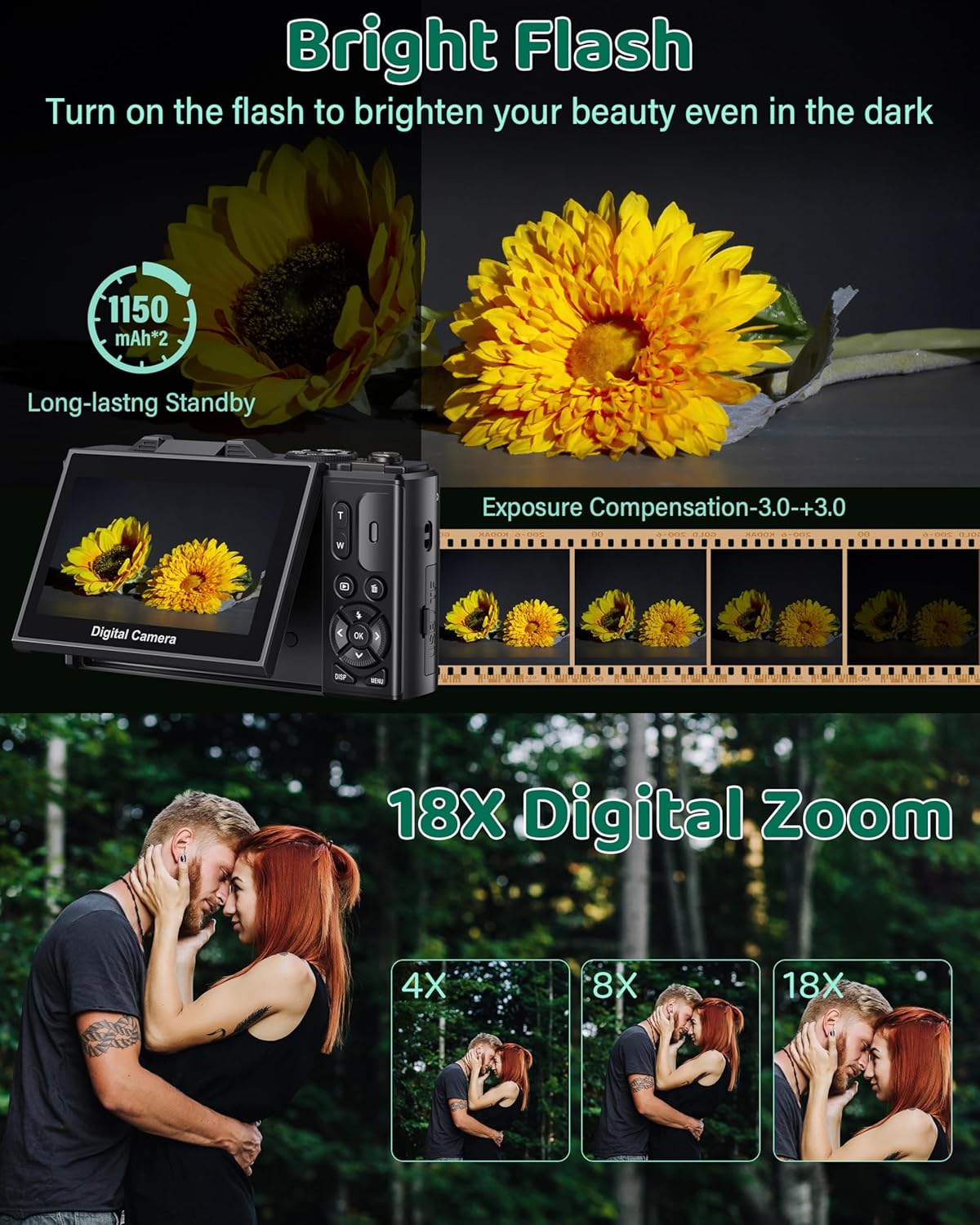 1760389696_5K-Digital-Camera-WiFi-75MP-Cameras-for-Photography-UHD-Vlogging-Camera-for-YouTube-with-3-180°-Flip-Screen-Autofocus-Compact-Video-Travel-Camara-with-18X-Zoom-32GB-SD-Card-2-Batteries.jpg 5K Digital Camera - WiFi 75MP Cameras for Photography - UHD Vlogging Camera for YouTube with 3" 180° Flip Screen - Autofocus Compact Video Travel Camara with 18X Zoom, 32GB SD Card, 2 Batteries - Image 5