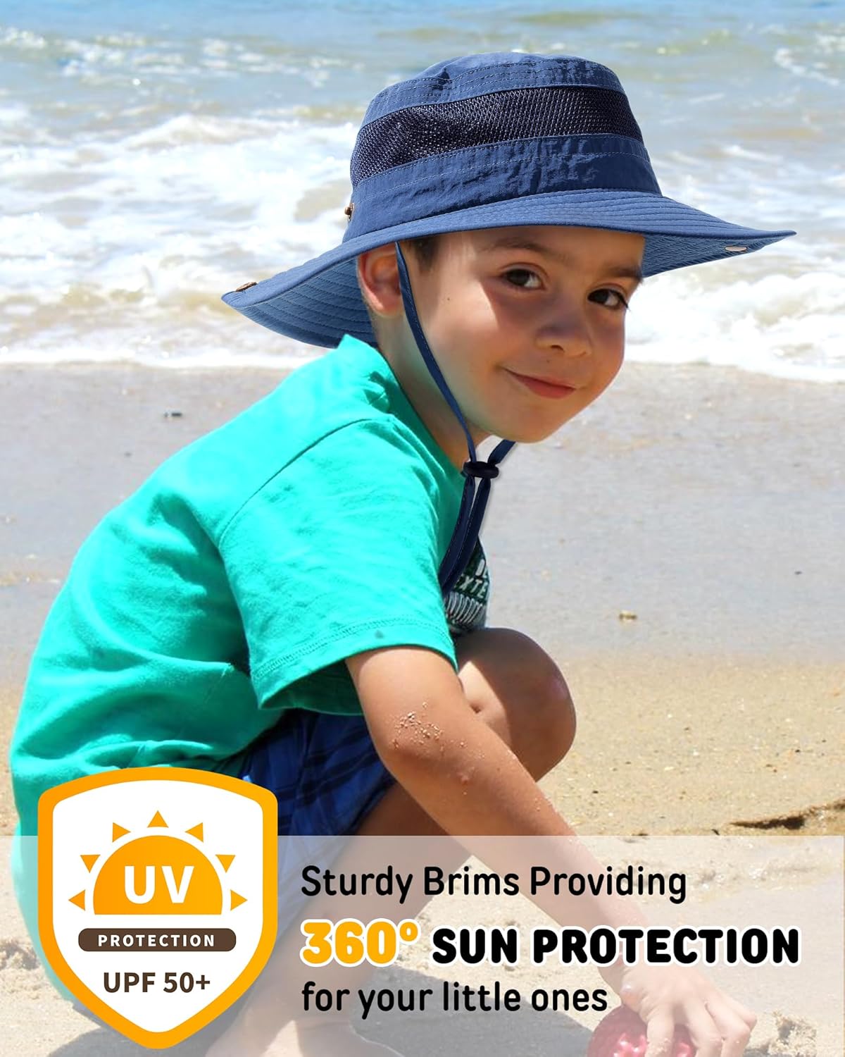 1760390484_Camptrace-Toddler-Kids-Sun-Hat-UPF-50-Wide-Brim-Bucket-Hat-Outdoor-Baby-Beach-Hat-for-Boys-Girls-2-13-Years.jpg Camptrace Toddler Kids Sun Hat UPF 50+ Wide Brim Bucket Hat Outdoor Baby Beach Hat for Boys Girls 2-13 Years - Image 3