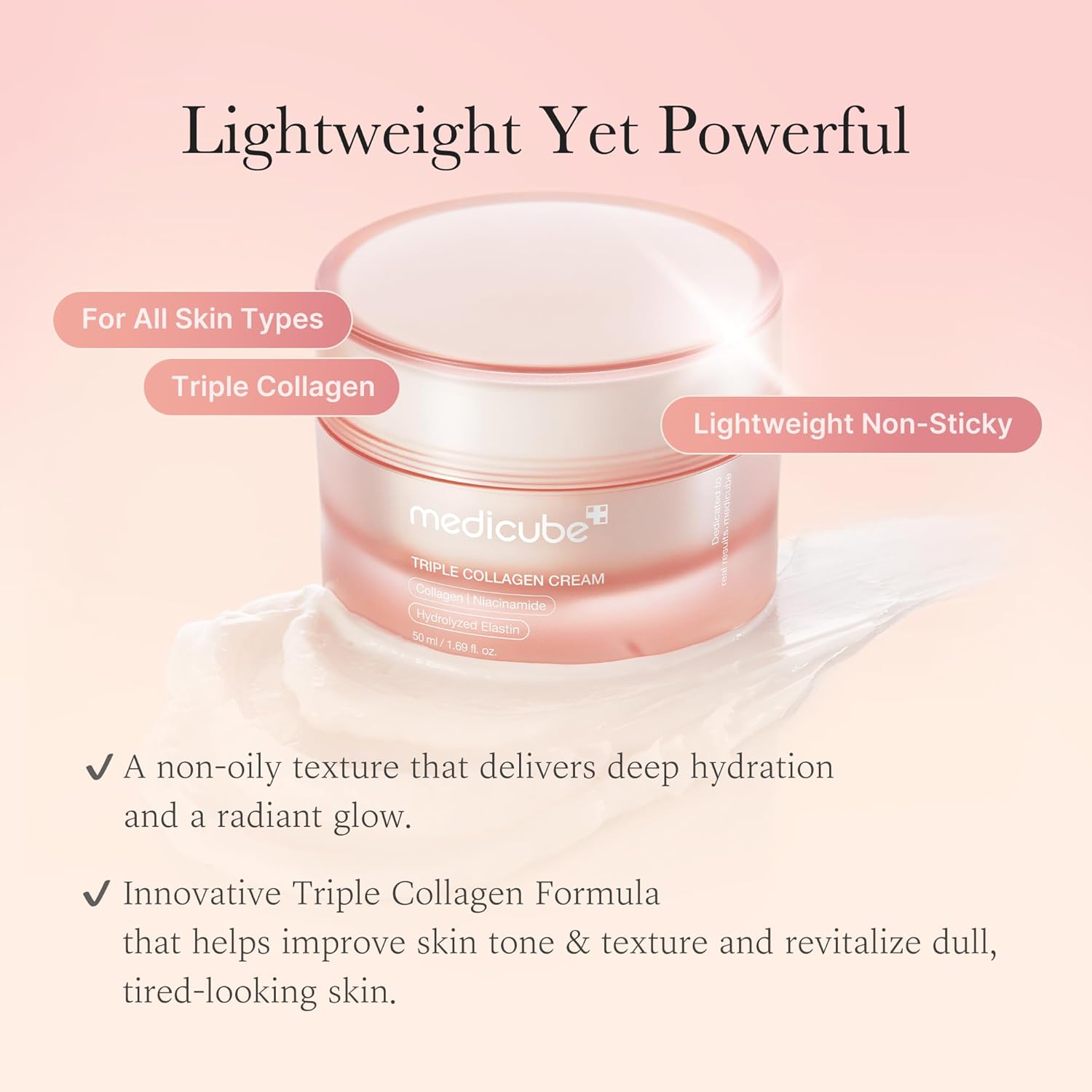 1760392411_medicube-Triple-Collagen-Cream-Hydrating-Firming-Moisturizer-with-Hyaluronic-Acid-Premium-Elastin-Shea-Butter-Wrinkle-Care-Boosts-Elasticity-Korean-Skincare-1.69-oz.jpg medicube Triple Collagen Cream - Hydrating & Firming Moisturizer with Hyaluronic Acid, Premium Elastin, Shea Butter - Wrinkle Care & Boosts Elasticity - Korean Skincare, 1.69 oz - Image 4
