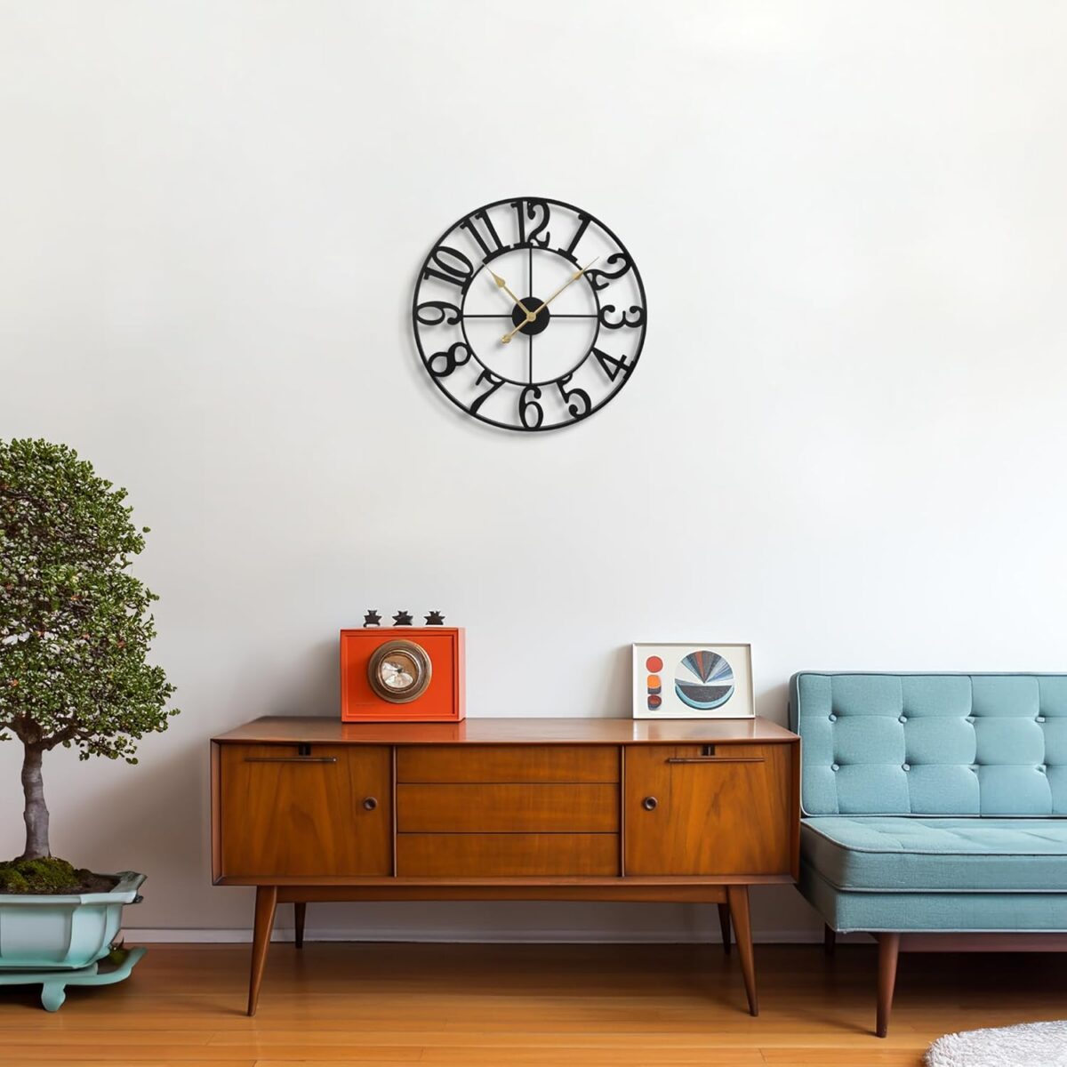 LEIKE Large Wall Clocks,Silent,Non Ticking,Battery Operated Small Vintage Round Modern Metal Wall Clock for Living Room, Bedroom,Kitchen,Farmhouse,Office Decor-13.5 Inch(Black-Arabic Number) - Image 8