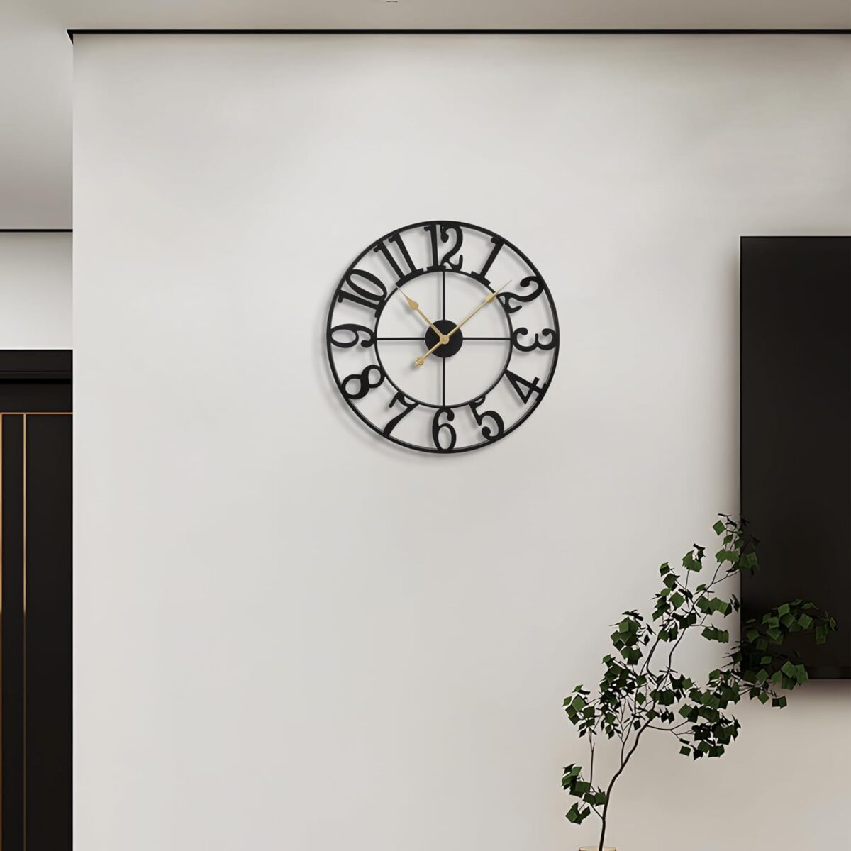 LEIKE Large Wall Clocks,Silent,Non Ticking,Battery Operated Small Vintage Round Modern Metal Wall Clock for Living Room, Bedroom,Kitchen,Farmhouse,Office Decor-13.5 Inch(Black-Arabic Number) - Image 9