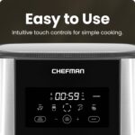 Chefman TurboFry® Touch Air Fryer, XL 8-Qt Family Size, One-Touch Digital Control Presets, French Fries, Chicken, Meat, Fish, Nonstick Dishwasher-Safe Parts, Automatic Shutoff, Stainless Steel - Image 5