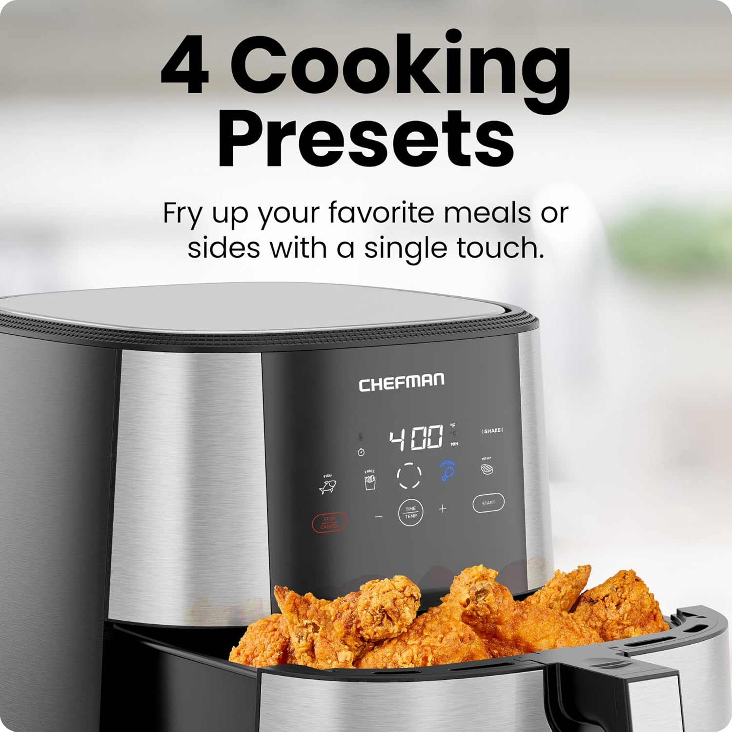 1760426781_Chefman-TurboFry®-Touch-Air-Fryer-XL-8-Qt-Family-Size-One-Touch-Digital-Control-Presets-French-Fries-Chicken-Meat-Fish-Nonstick-Dishwasher-Safe-Parts-Automatic-Shutoff-Stainless-Steel.jpg Chefman TurboFry® Touch Air Fryer, XL 8-Qt Family Size, One-Touch Digital Control Presets, French Fries, Chicken, Meat, Fish, Nonstick Dishwasher-Safe Parts, Automatic Shutoff, Stainless Steel - Image 6
