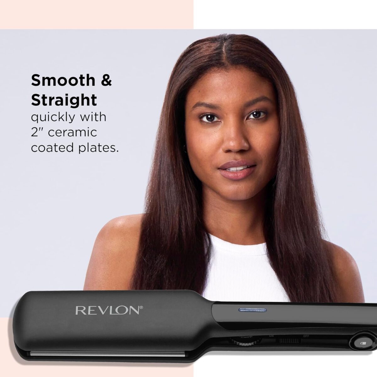 REVLON Ceramic Coated 2" Flat Iron - Fast Heating Hair Straightener for Quick and Smooth Results, Plus Travel Friendly (Black) - Image 3