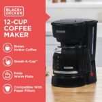 BLACK+DECKER 12-Cup Coffee Maker with Easy On/Off Switch, Easy Pour, Non-Drip Carafe with Removable Filter Basket, Vortex Technology, Black - Image 3