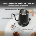 Nueve&Five Gooseneck Electric Kettle with Thermometer， Black Electric Kettle 1L with Auto Shut-Off，1000W Hot Water Kettle of Stainless Steel， Pour Over Kettle for Coffee & Tea - Image 7