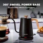 Nueve&Five Gooseneck Electric Kettle with Thermometer， Black Electric Kettle 1L with Auto Shut-Off，1000W Hot Water Kettle of Stainless Steel， Pour Over Kettle for Coffee & Tea - Image 9