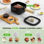 Audecook Hot Pot Electric 2L, Cermic Glaze Non-Stick Frying Pan 8 Inch, Portable Travel Cooker for Ramen/Steak/Fried Rice/Oatmeal/Soup, with Dual Power Control (Silicone Spatula Included) - Image 3