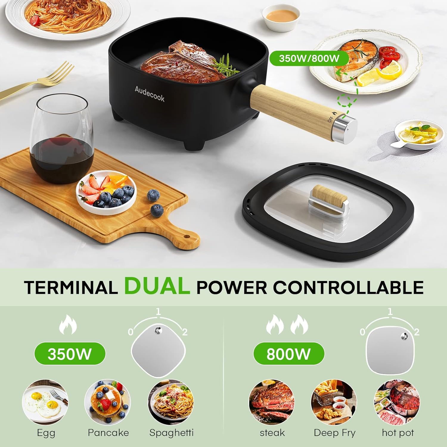 1760457265_Audecook-Hot-Pot-Electric-2L-Cermic-Glaze-Non-Stick-Frying-Pan-8-Inch-Portable-Travel-Cooker-for-RamenSteakFried-RiceOatmealSoup-with-Dual-Power-Control-Silicone-Spatula-Included.jpg Audecook Hot Pot Electric 2L, Cermic Glaze Non-Stick Frying Pan 8 Inch, Portable Travel Cooker for Ramen/Steak/Fried Rice/Oatmeal/Soup, with Dual Power Control (Silicone Spatula Included) - Image 3