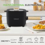 Audecook Hot Pot Electric 2L, Cermic Glaze Non-Stick Frying Pan 8 Inch, Portable Travel Cooker for Ramen/Steak/Fried Rice/Oatmeal/Soup, with Dual Power Control (Silicone Spatula Included) - Image 4