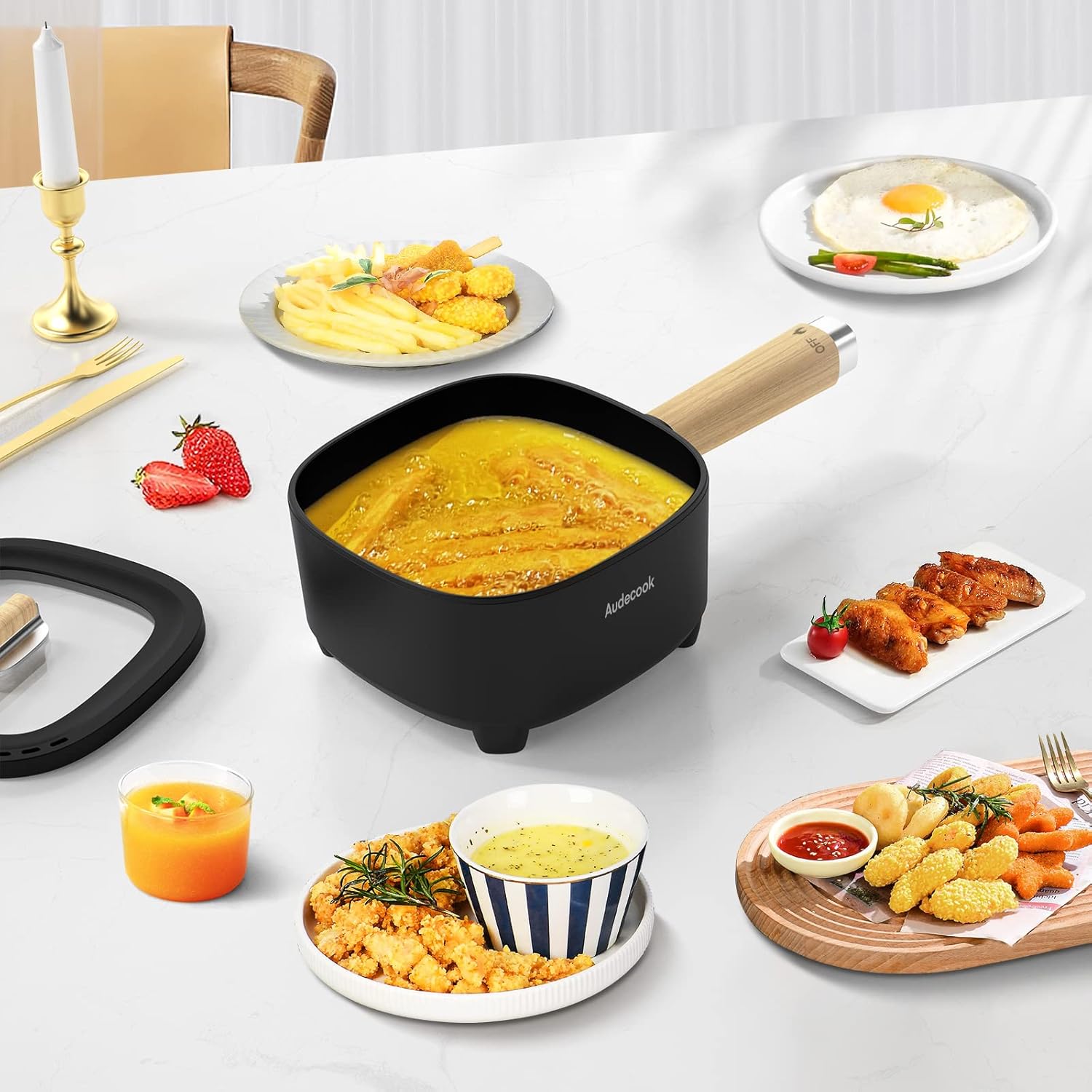 1760457272_Audecook-Hot-Pot-Electric-2L-Cermic-Glaze-Non-Stick-Frying-Pan-8-Inch-Portable-Travel-Cooker-for-RamenSteakFried-RiceOatmealSoup-with-Dual-Power-Control-Silicone-Spatula-Included.jpg Audecook Hot Pot Electric 2L, Cermic Glaze Non-Stick Frying Pan 8 Inch, Portable Travel Cooker for Ramen/Steak/Fried Rice/Oatmeal/Soup, with Dual Power Control (Silicone Spatula Included) - Image 7