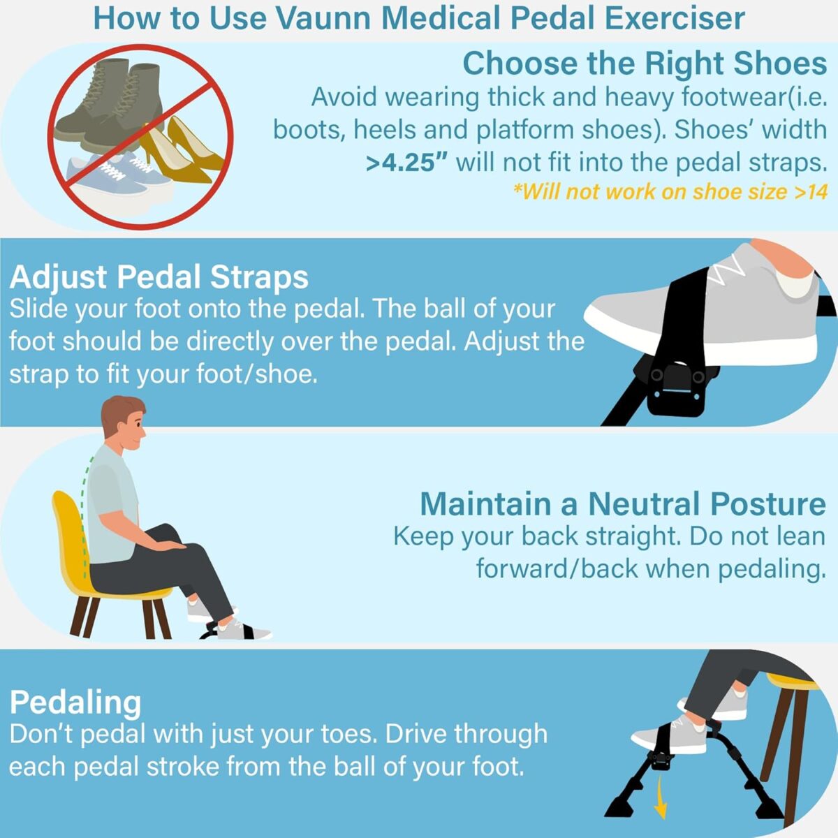 Vaunn Wrist Arm Leg Strengtheners Pedal Exerciser with Electronic Display for Indoor Exerciser and Physical Therapy - Image 7