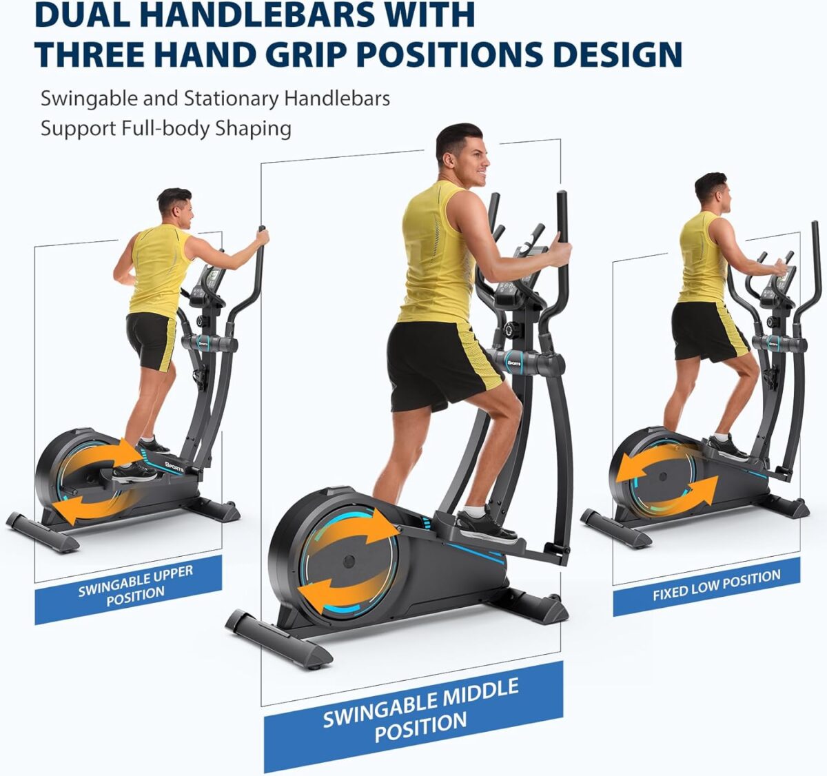 Dripex Elliptical Exercise Machine, Hyper-Quiet Magnetic Elliptical Machine for Home, Elliptical Training Machines with 16 Levels Resistance, 8KG Flywheel, Pulse Sensor, 15.3IN Stride - Image 8