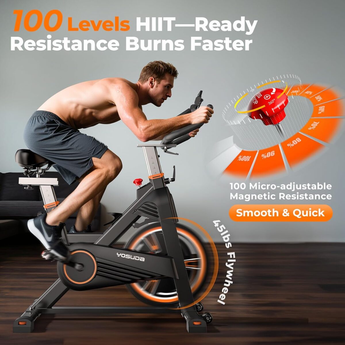 YOSUDA PRO Magnetic Exercise Bike 350 lbs Weight Capacity - Indoor Cycling Bike Stationary with Comfortable Seat Cushion, Silent Belt Drive - Image 4
