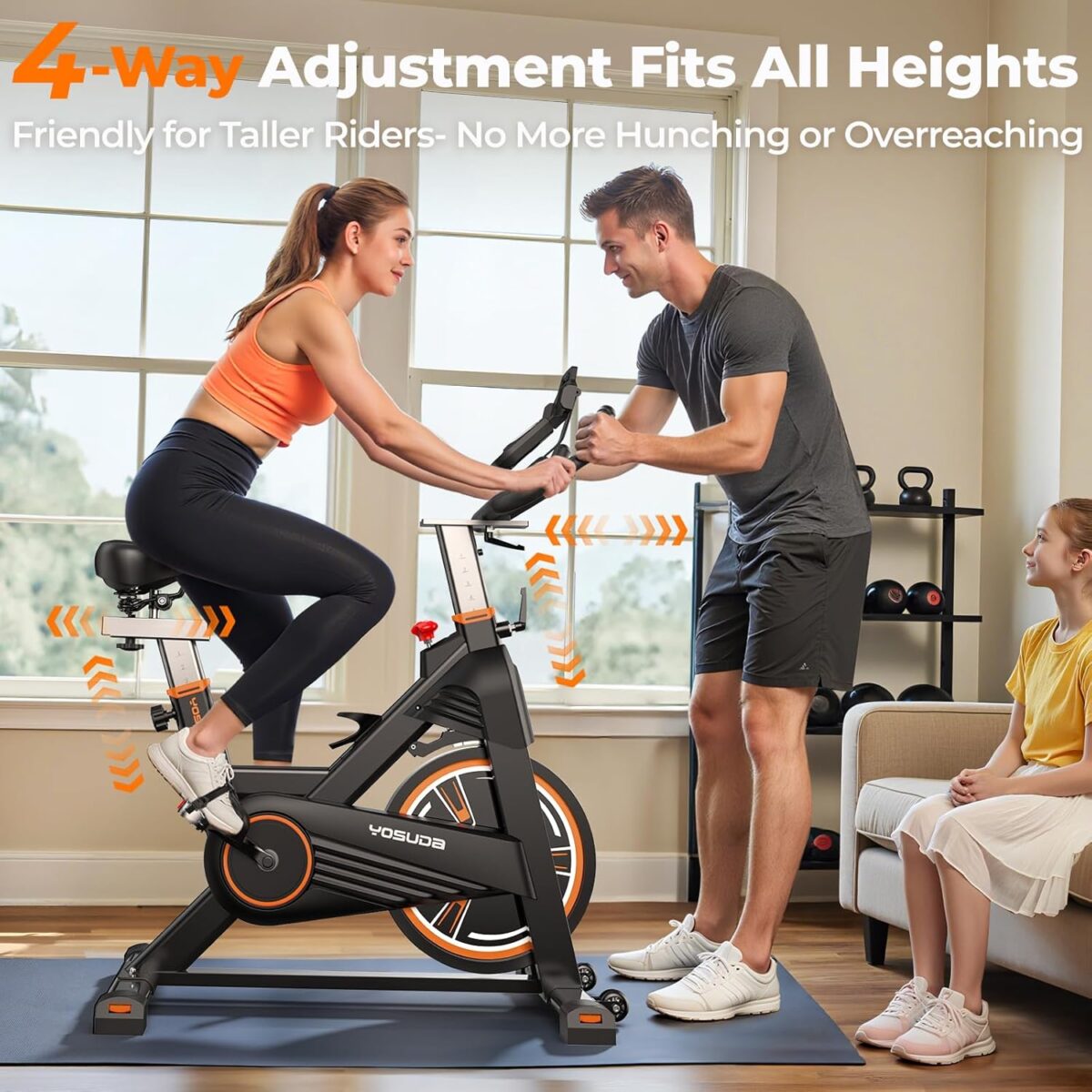YOSUDA PRO Magnetic Exercise Bike 350 lbs Weight Capacity - Indoor Cycling Bike Stationary with Comfortable Seat Cushion, Silent Belt Drive - Image 6
