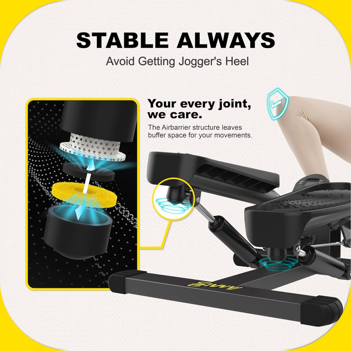 Stepper Machine with Resistance Bands, Mini Stepper with 300LBS Weight Capacity, Twist Stepper for Full Body Workout, Adjustable Step Height, Smooth and Quiet, Step Machine for Men Women - Image 8