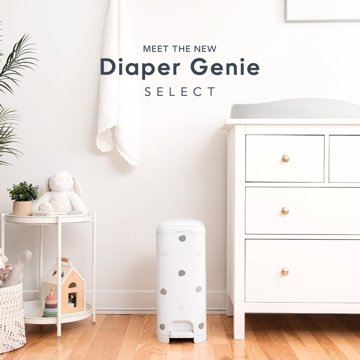 Diaper Genie Select Pail (Polka Dot) is Made of Durable Stainless Steel and Includes 1 Starter Square Refill That can Hold up to 165 Newborn-Sized Diapers. - Image 3