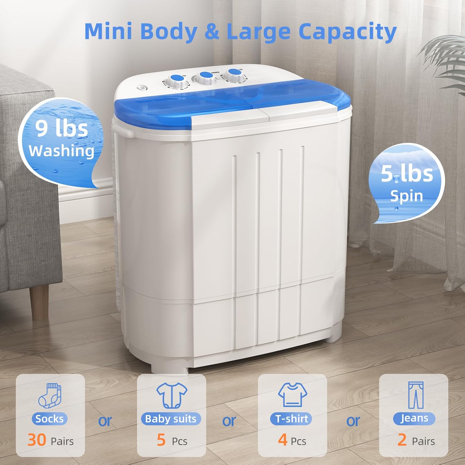 1760470698_VCJ-Portable-Washing-Machine-Twin-Tub-Washing-Machine-Laundry-Compact-Washer-spinner-Combo-with-14lbs-capacity-9Lbs-Washer-and-5Lbs-Spinner-dryer-for-Apartments-RVs-and-Dorms.jpg VCJ Portable Washing Machine, Twin Tub Washing Machine Laundry Compact Washer spinner Combo with 14lbs capacity, 9Lbs Washer and 5Lbs Spinner dryer for Apartments RVs and Dorms - Image 4