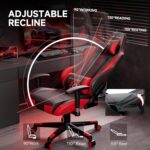 GTRACING Gaming Chair with Reclining Backrest, Adjustable Height and Swivel Base, Ergonomic Computer Chair with Headrest and Lumbar Support (Red) - Image 5