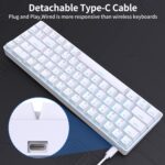 DIERYA T68SE 60% Gaming Mechanical Keyboard,Ultra Compact Mini 68 Key with Red Switches Wired Keyboard,Anti-Ghosting Keys, for Windows Laptops and PC Gamers,White - Image 7