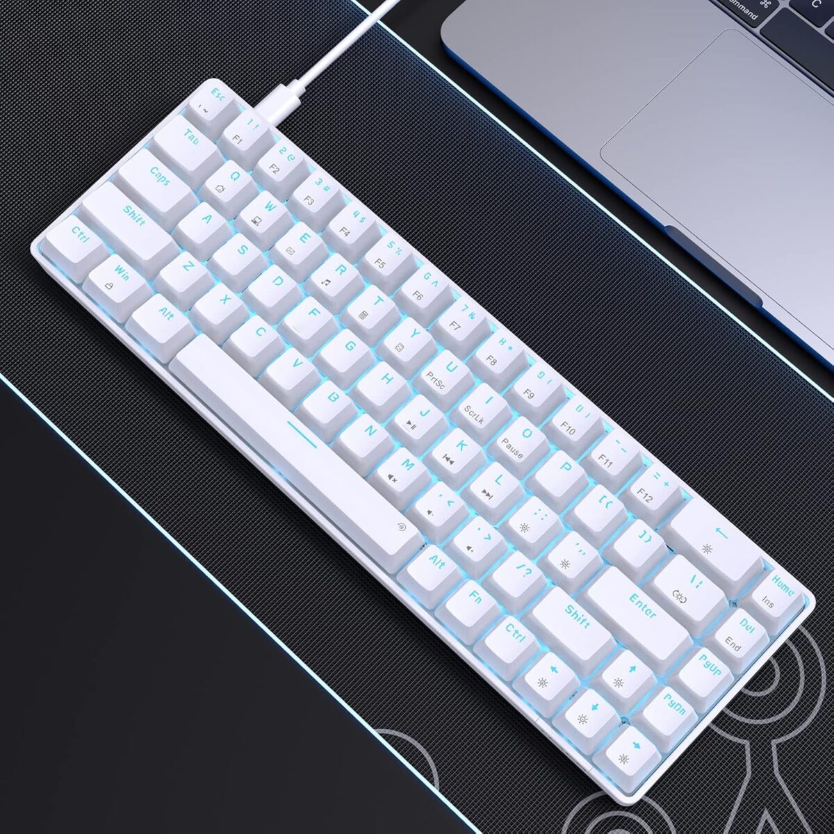 DIERYA T68SE 60% Gaming Mechanical Keyboard,Ultra Compact Mini 68 Key with Red Switches Wired Keyboard,Anti-Ghosting Keys, for Windows Laptops and PC Gamers,White - Image 8