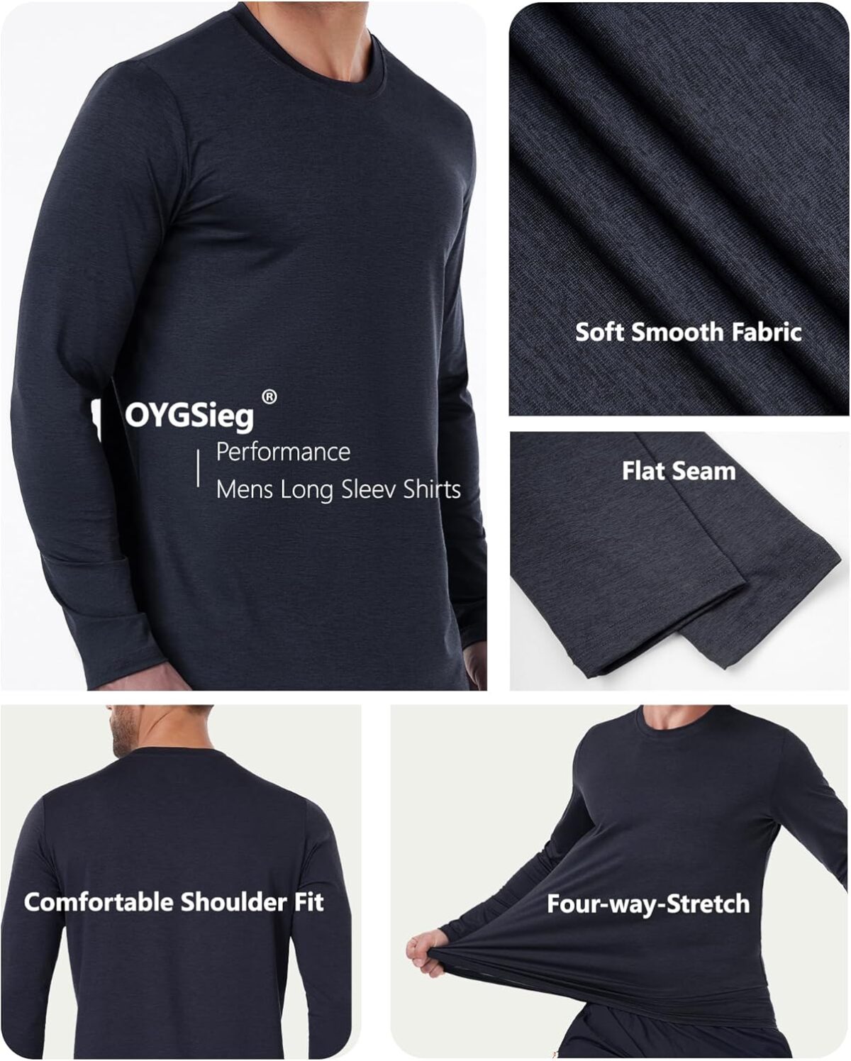 6 Pack Men's Quick Dry Long Sleeve Shirts UPF 50+ UV Sun Protection SPF Shirt Moisture Wicking T-Shirt for Casual Workout - Image 5