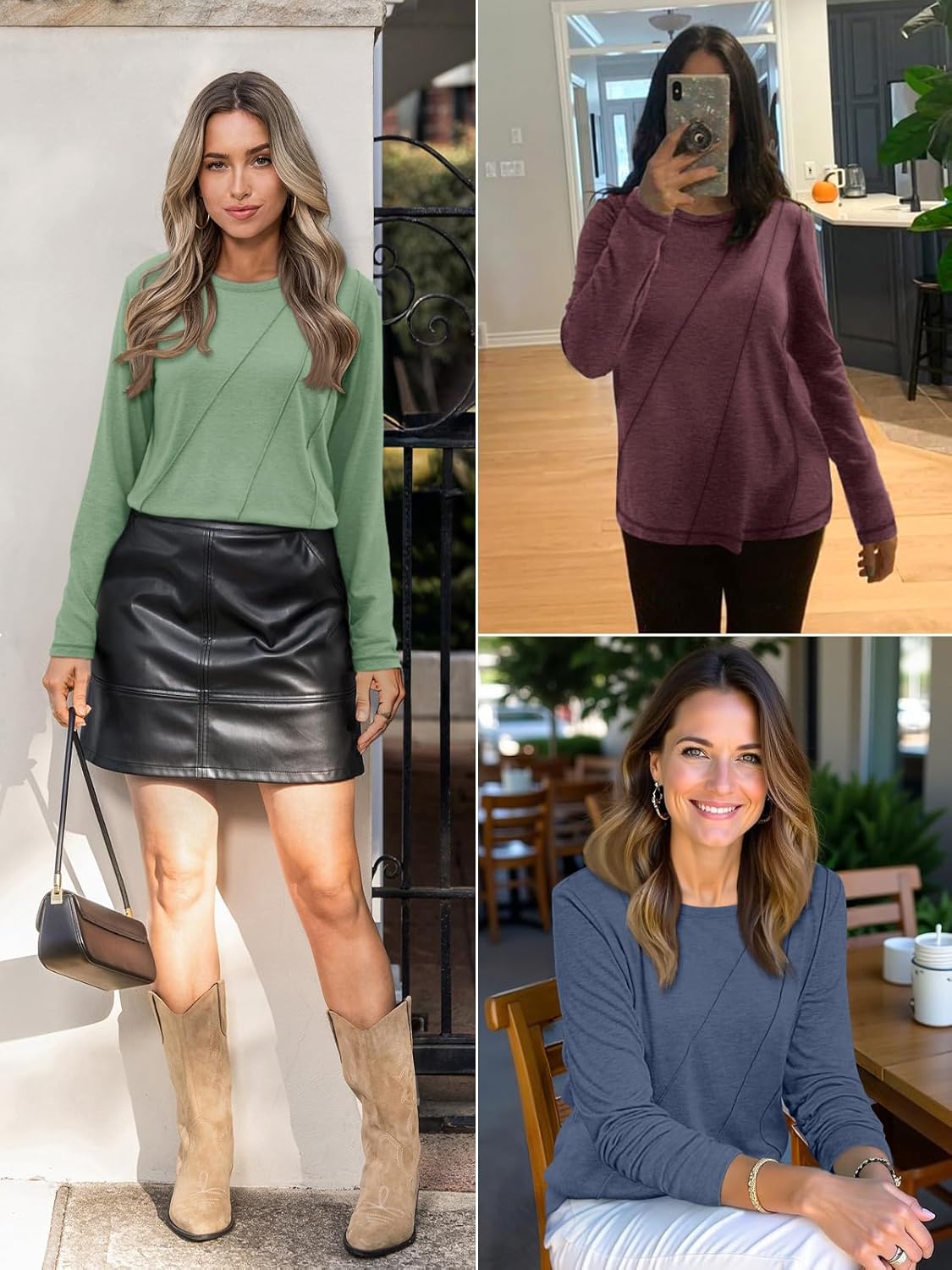 1760477435_ATHMILE-Womens-Long-Sleeve-Shirts-Pleated-Crew-Neck-Casual-Fall-Fashion-Tops-Loose-Fit-Lightweight-Girls-Outfits-Clothes.jpg ATHMILE Womens Long Sleeve Shirts Pleated Crew Neck Casual Fall Fashion Tops Loose Fit Lightweight Girls Outfits Clothes - Image 4