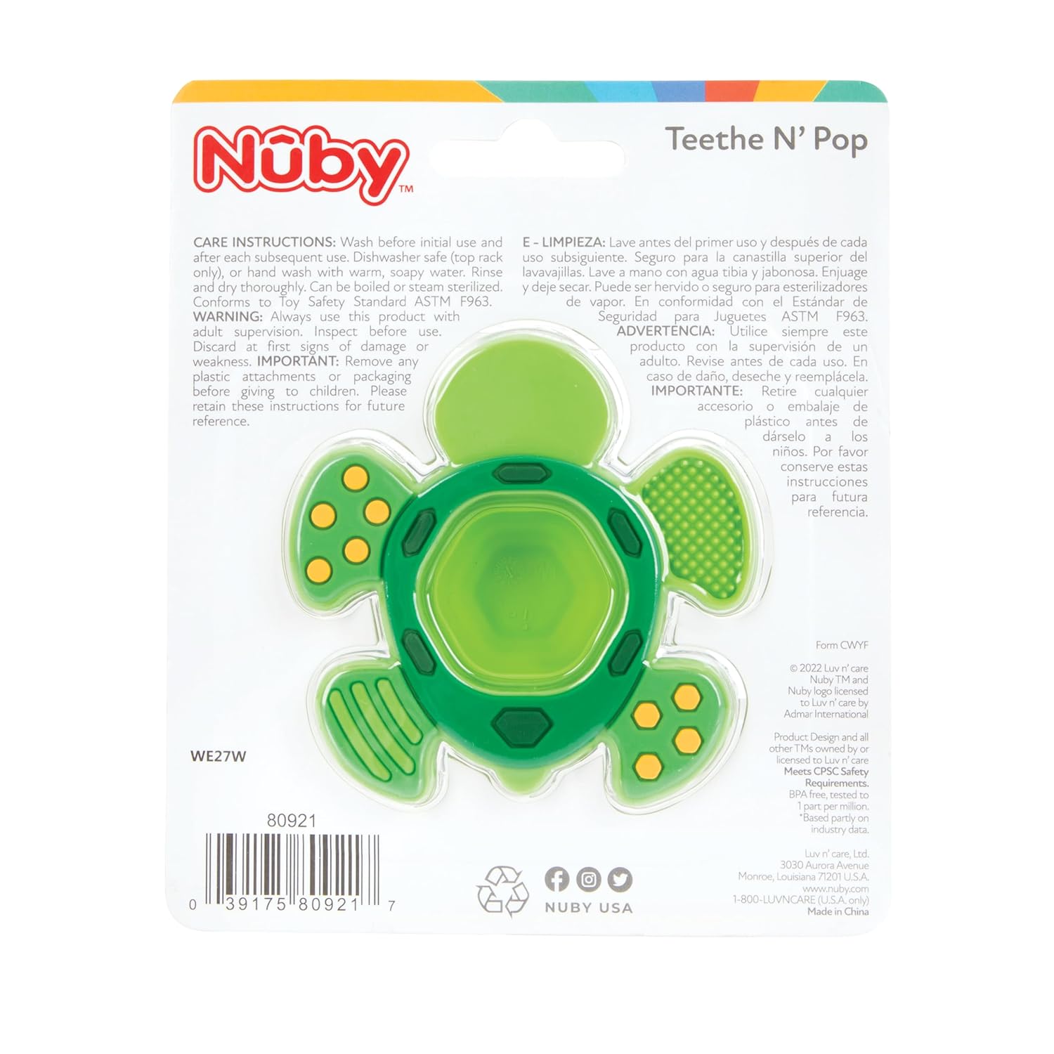 1760557103_Nuby-Teethe-N-Pop-Sensory-Play-Teether-Baby-Teething-Toy-3-Months-Turtle.jpg Nuby Teethe N' Pop Sensory Play Teether - Baby Teething Toy - 3+ Months - Turtle - Image 10