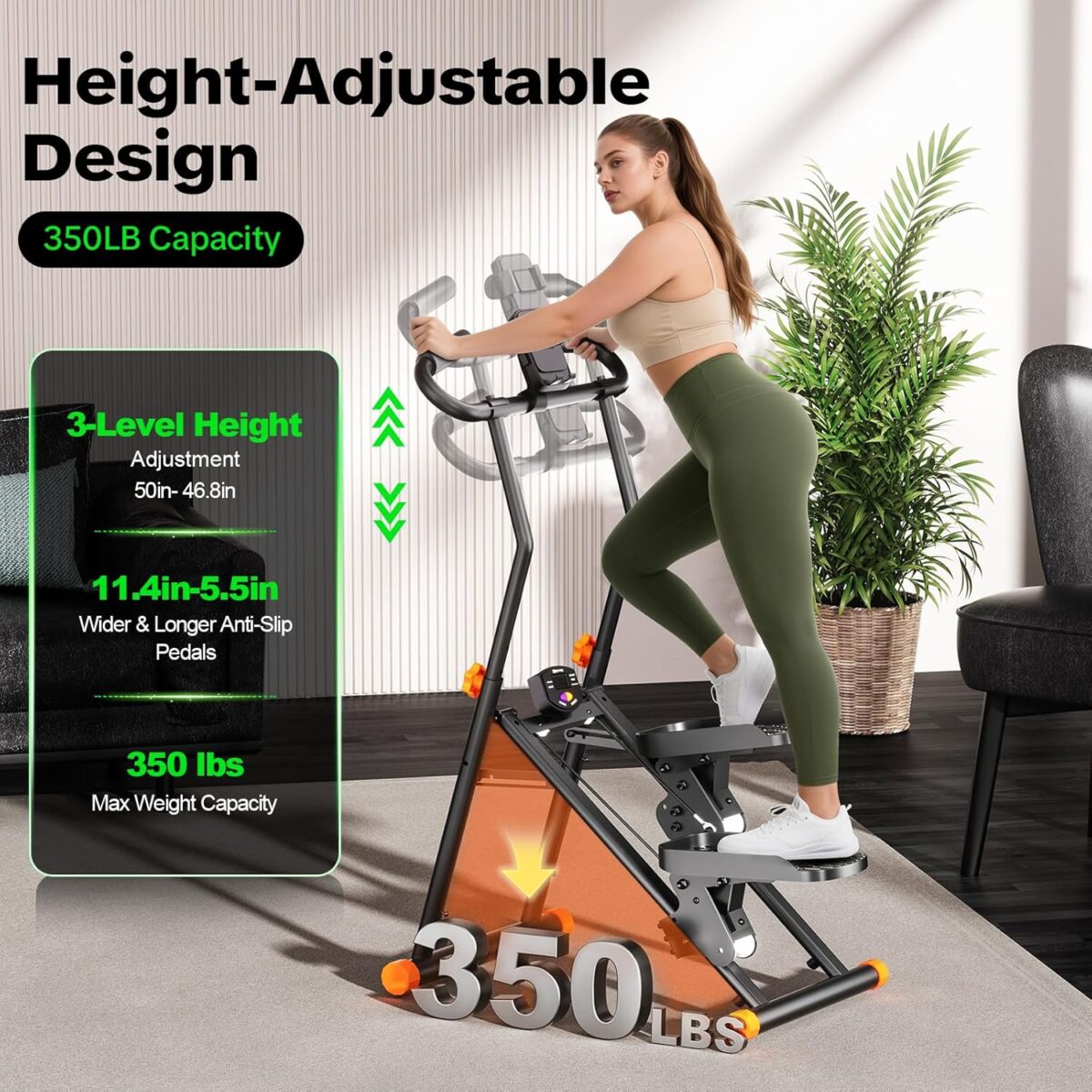 Stair Stepper for Home Gym, 2025 Upgrade Stair Climber w/ 3-Level Resistance & Height, Non-Slip Pedals, Digital Tracker & Phone Holder Home Exercise Machine for Women Men - Image 6