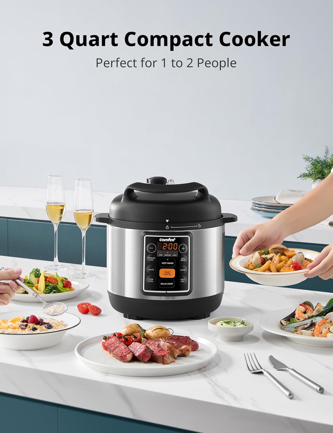 1760559040_COMFEE-7-in-1-Small-Electric-Pressure-Cooker-Slow-Cooker-Steamer-Saute-Sous-Vide-Warmer-Multi-Cooker-with-Natural-Ceramic-Coated-Non-Stick-Pot-3-Quarts.jpg COMFEE’ 7-in-1 Small Electric Pressure Cooker, Slow Cooker, Steamer, Sauté, Sous Vide, Warmer, Multi Cooker with Natural Ceramic Coated Non-Stick Pot, 3 Quarts - Image 7