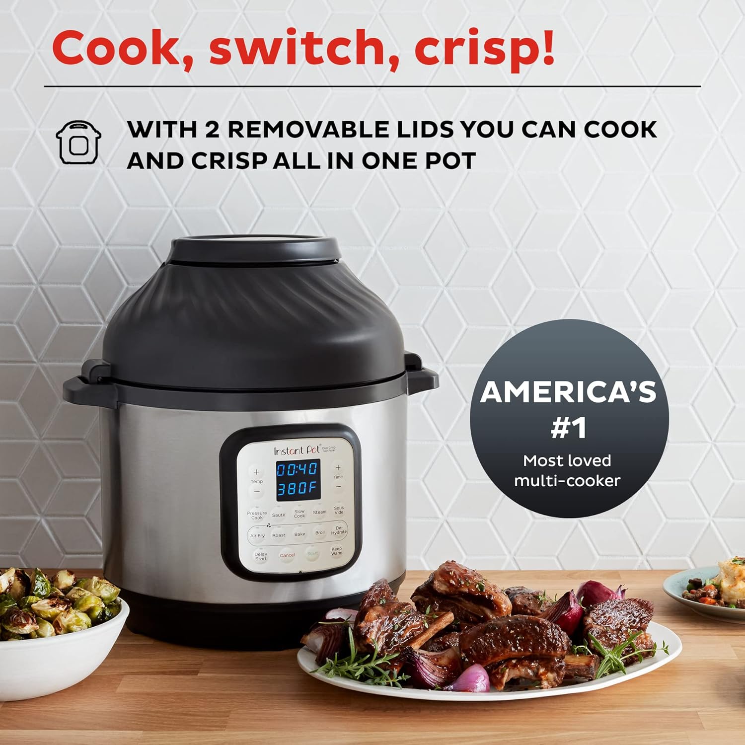 1760559113_Instant-Pot-Duo-Crisp-Pressure-Cooker-11-in-1-8-Qt-with-Air-Fryer-Roast-Bake-Dehydrate-and-more-Genuine-Instant-Pot-Tempered-Glass-lid-Clear-10-Inch-26-cm-8-Quart.jpg Instant Pot Duo Crisp Pressure Cooker 11 in 1, 8 Qt with Air Fryer, Roast, Bake, Dehydrate and more & Genuine Instant Pot Tempered Glass lid, Clear 10 Inch (26 cm) 8 Quart - Image 4