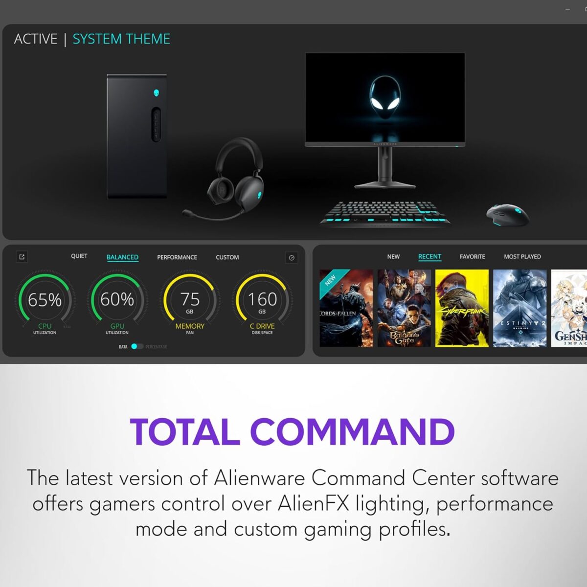 Alienware Aurora Gaming Desktop ACT1250 - Intel Core Ultra 7 265F, 32GB DDR5 RAM, 1TB SSD, NVIDIA GeForce RTX 5070, 1000W Platinum Rated PSU, Windows 11 Home, Clear Panel - Black - Image 11