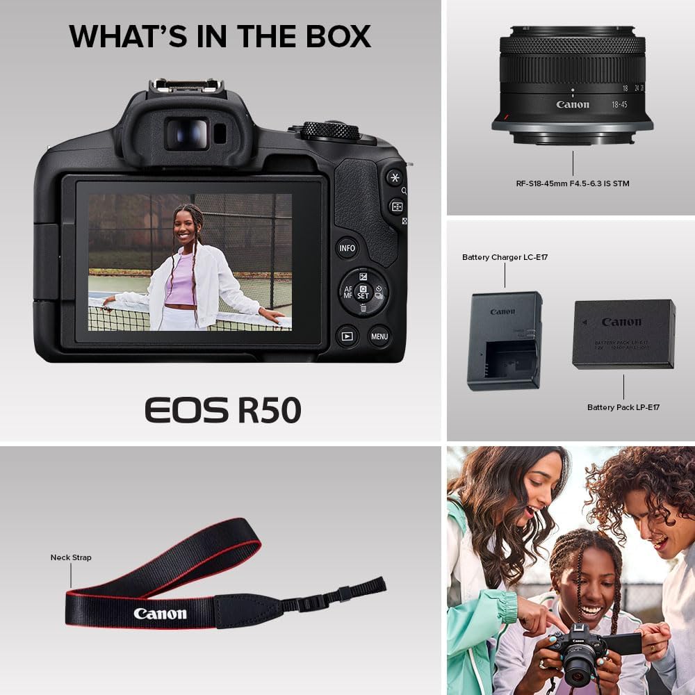 1760560220_Canon-EOS-R50-Mirrorless-Camera-RF-S18-45mm-F4.5-6.3-is-STM-Lens-Kit-24.2-Megapixel-CMOS-APS-C-Sensor-4K-Video-Hybrid-Camera-Photo-and-Video-Vlogging-Content-Creator-RF-Mount-Black.jpg Canon EOS R50 Mirrorless Camera RF-S18-45mm F4.5-6.3 is STM Lens Kit, 24.2 Megapixel CMOS (APS-C) Sensor, 4K Video, Hybrid Camera, Photo and Video, Vlogging, Content Creator, RF Mount, Black - Image 9