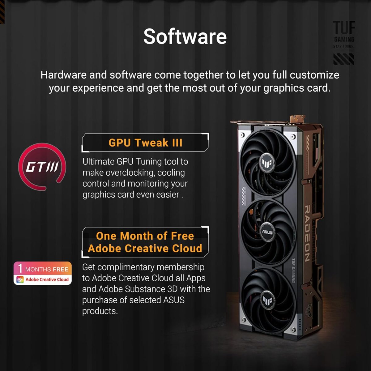 ASUS TUF Gaming Radeon RX 9070 XT OC Edition 16GB GDDR6 Gaming Graphics Card (PCIe® 5.0, 16GB GDDR6, HDMI/DP 2.1, 3.125-slot, Military-Grade Components, Protective PCB Coating, axial-tech Fans) - Image 7