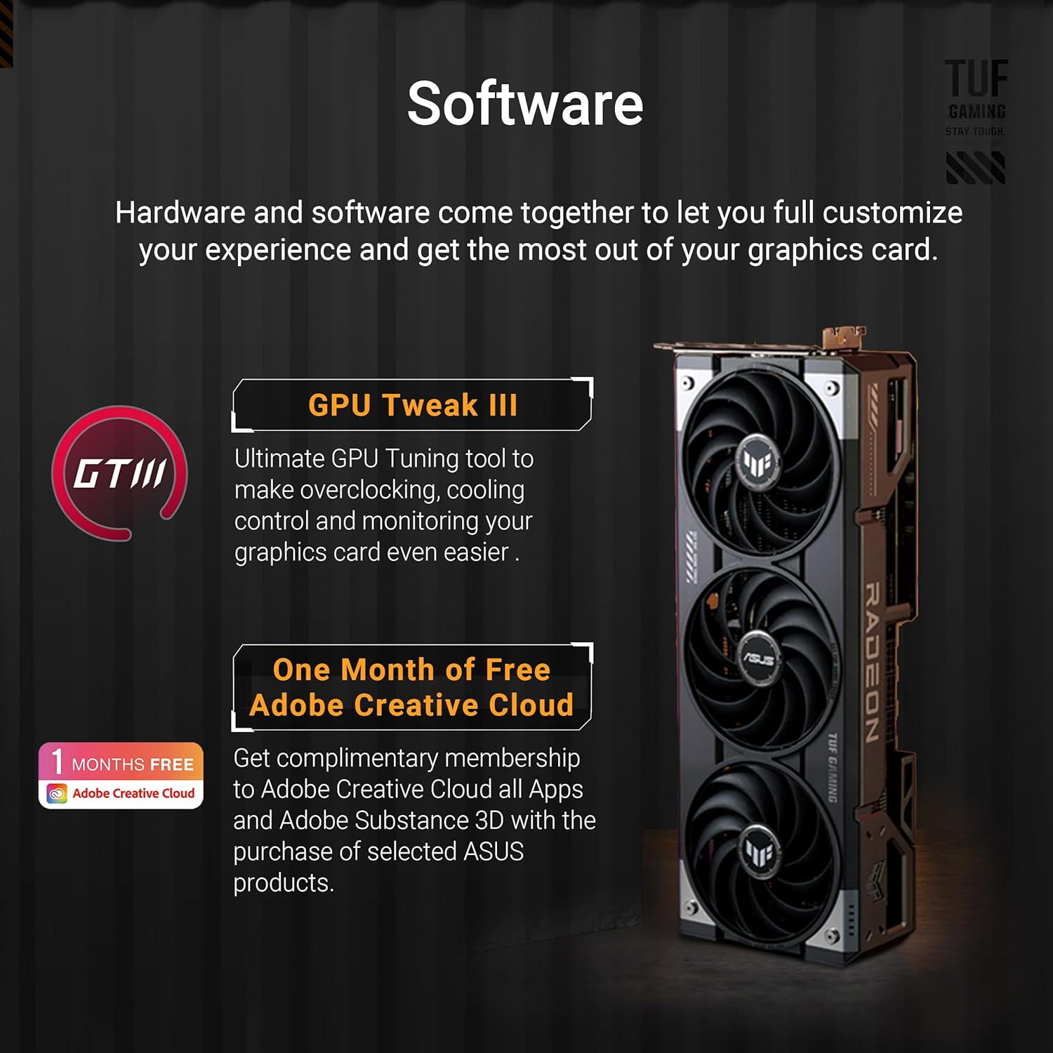 1760561331_ASUS-TUF-Gaming-Radeon-RX-9070-XT-OC-Edition-16GB-GDDR6-Gaming-Graphics-Card-PCIe®-5.0-16GB-GDDR6-HDMIDP-2.1-3.125-slot-Military-Grade-Components-Protective-PCB-Coating-axial-tech-Fans.jpg ASUS TUF Gaming Radeon RX 9070 XT OC Edition 16GB GDDR6 Gaming Graphics Card (PCIe® 5.0, 16GB GDDR6, HDMI/DP 2.1, 3.125-slot, Military-Grade Components, Protective PCB Coating, axial-tech Fans) - Image 7