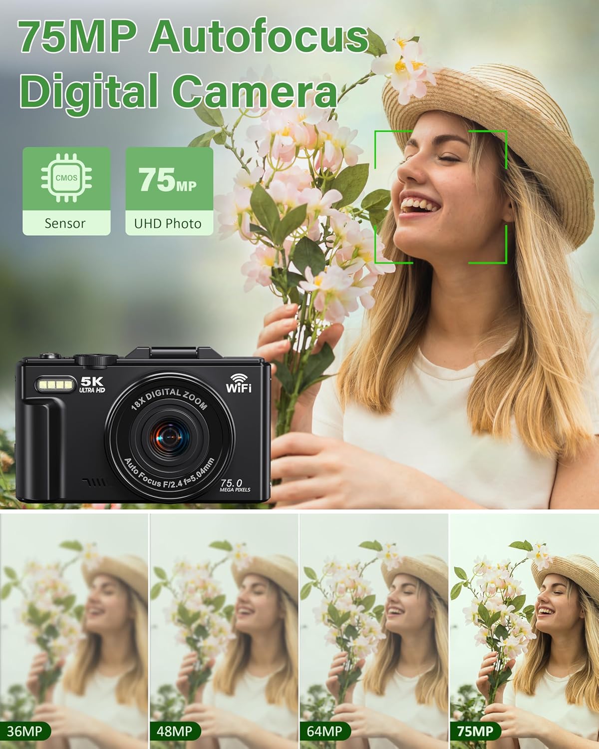 1760562637_5K-Digital-Camera-for-Photography-75MP-WiFi-Vlogging-Camera-for-YouTube-with-3-180°-Flip-Screen-18X-Zoom-UHD-Autofocus-Video-Camara-with-32GB-SD-Card-2-Batteries.jpg 5K Digital Camera for Photography, 75MP WiFi Vlogging Camera for YouTube with 3" 180° Flip Screen, 18X Zoom UHD Autofocus Video Camara with 32GB SD Card, 2 Batteries - Image 3