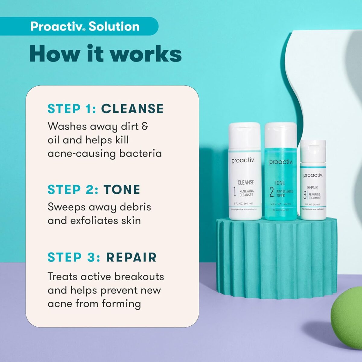 Proactiv 3 Step Acne Treatment - Benzoyl Peroxide Face Wash, Repairing Acne Spot Treatment for Face and Body, Exfoliating Toner - 30 Day Complete Acne Skin Care Kit - Image 4