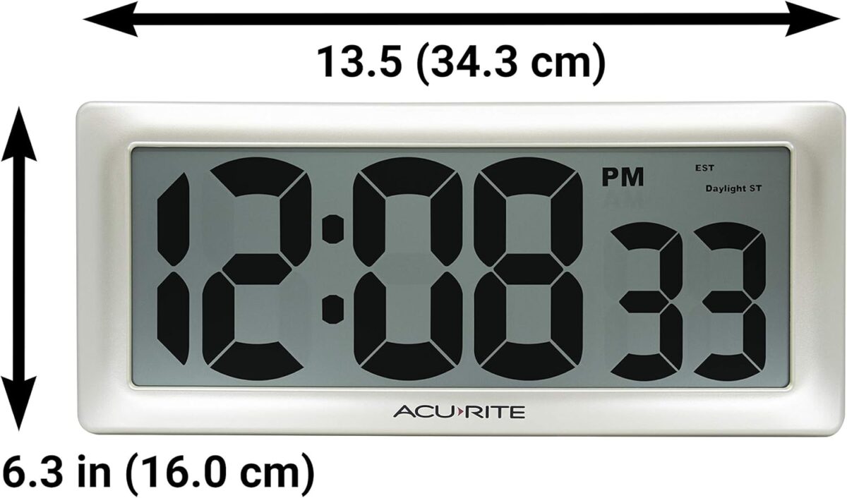 AcuRite 13.5” Large Digital Indoor Wall Clock with Intelli-Time Technology (75173M) - Image 8