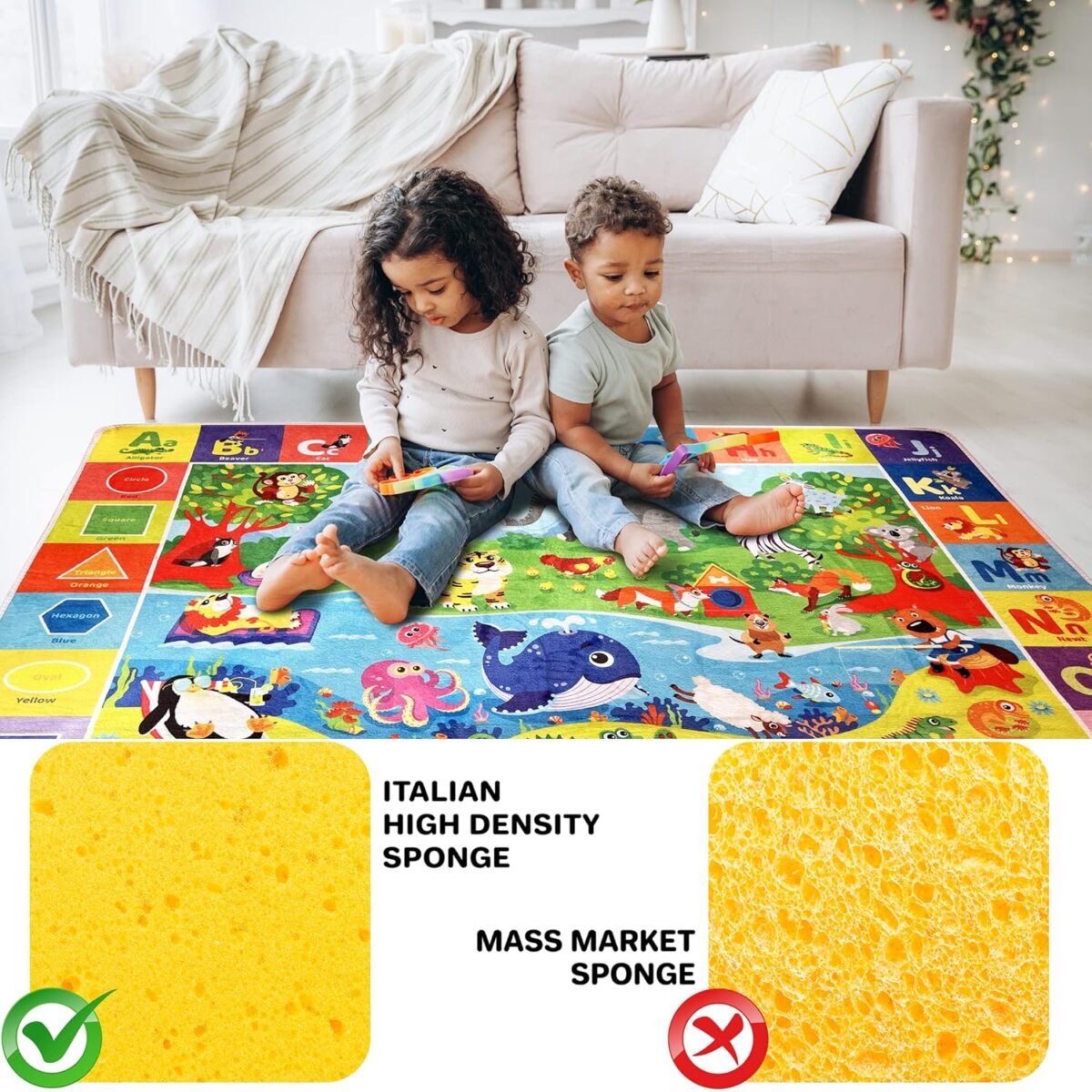 QUOKKA Baby Play Mat for Floor – Super Soft Plush Surface ABC Rug for Toddlers & Infants – Extra Thick (0.3in) Non-Slip Padded Nursery Mat for Crawling & Fun – Foldable Gift Rug - Image 7