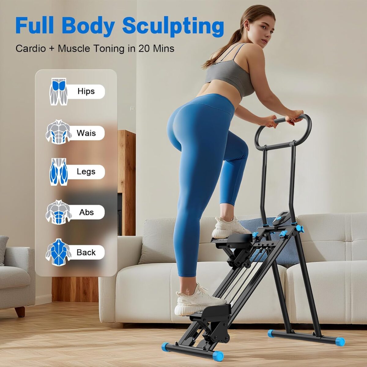HXD-ERGO Stair Stepper for Home Gym,Folding Vertical Climber Cardio Exercise Machine,Stair Climber for Full Body Workout with Adjustable Handlebar for Women & Men - Image 3