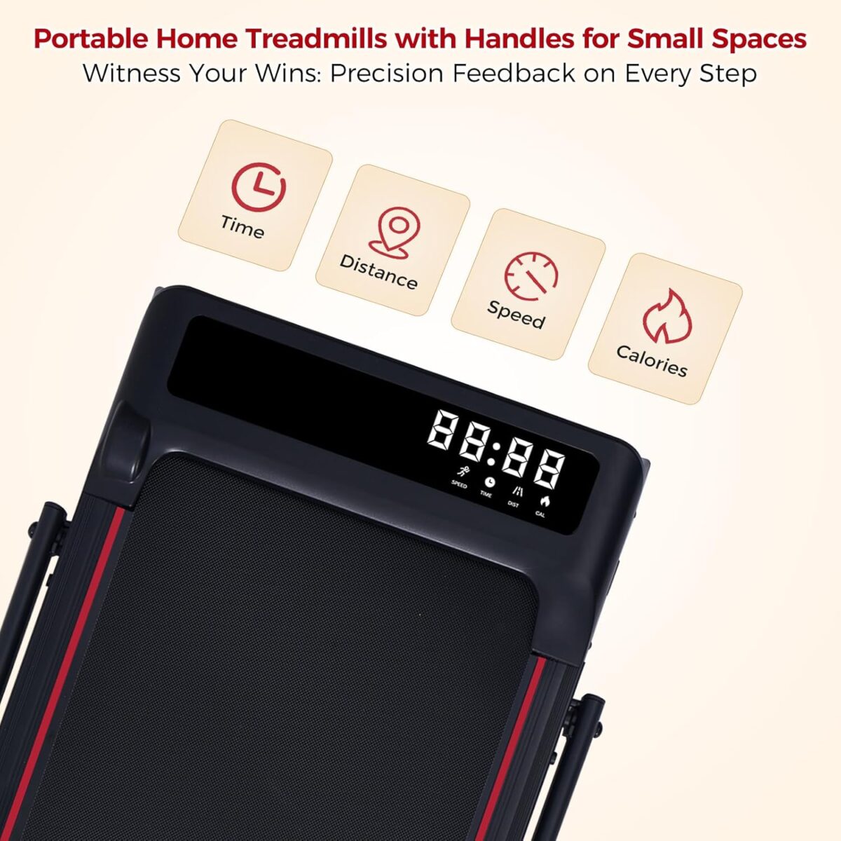Compact Walking Pad with Handle Bar, Poratble Small Walking Pads Treadmills for Home Small with Handles, 3.0HP Electric Under The Desk Treadmills f with 0.6-6.2MPH and 320LBS - Image 6