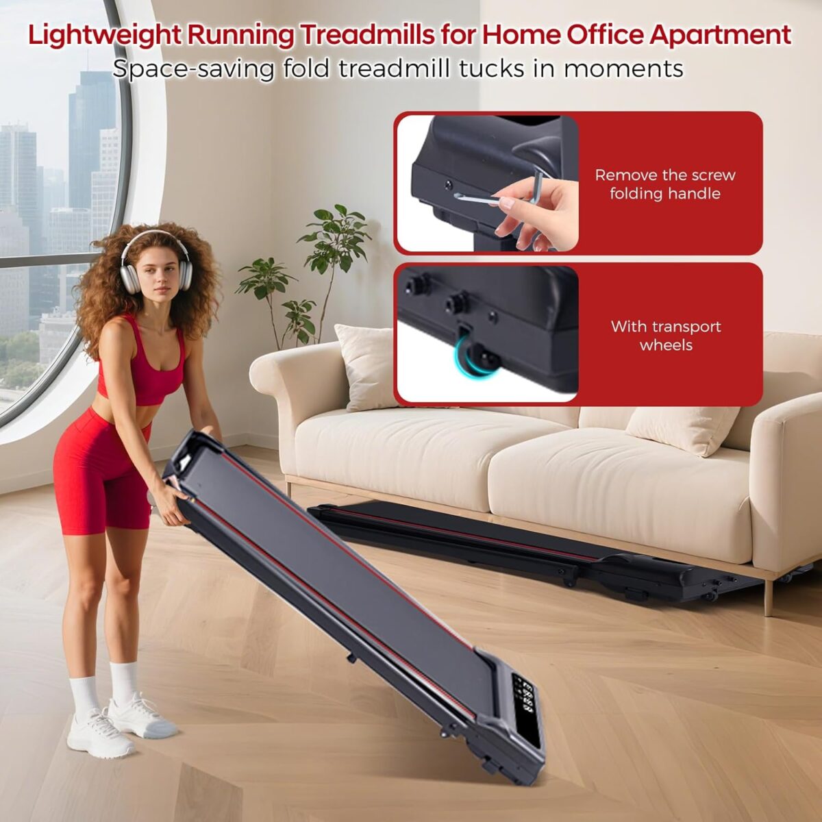 Compact Walking Pad with Handle Bar, Poratble Small Walking Pads Treadmills for Home Small with Handles, 3.0HP Electric Under The Desk Treadmills f with 0.6-6.2MPH and 320LBS - Image 10