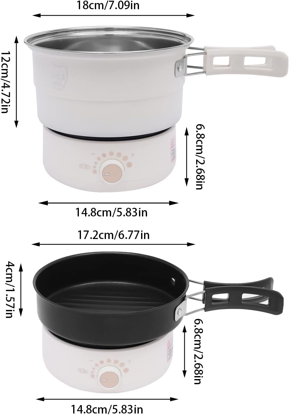 1760648096_500W-Electric-Hot-Pot-with-Steamer-Non-stick-Frying-Pan-with-Foldable-Handles-110V-Mini-Hot-Pot-Multi-Functional-Ramen-Noodle-Cooker-for-Pasta-Oatmeal-Soup-Steak.jpg 500W Electric Hot Pot with Steamer, Non-stick Frying Pan with Foldable Handles, 110V Mini Hot Pot, Multi-Functional Ramen Noodle Cooker for Pasta, Oatmeal, Soup, Steak - Image 3